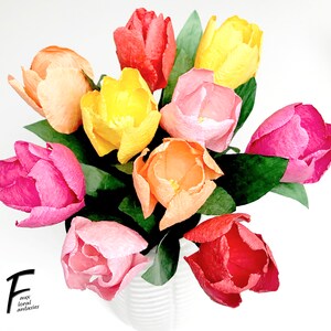 DIY Paper Flower Kit: Tulip Bouquet（5 Colors）| Set of 10 Flowers | Gift For Loved One | Home Decor | Kid Friendly Craft Kit image 4