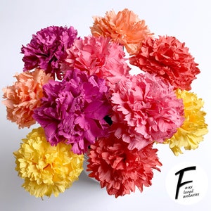 DIY Paper Flower Kit: Carnation Bouquet（5 Colors）| Set of 10 Flowers | Gift For Loved One | Home Decor | Kid Friendly Craft Kit image 6
