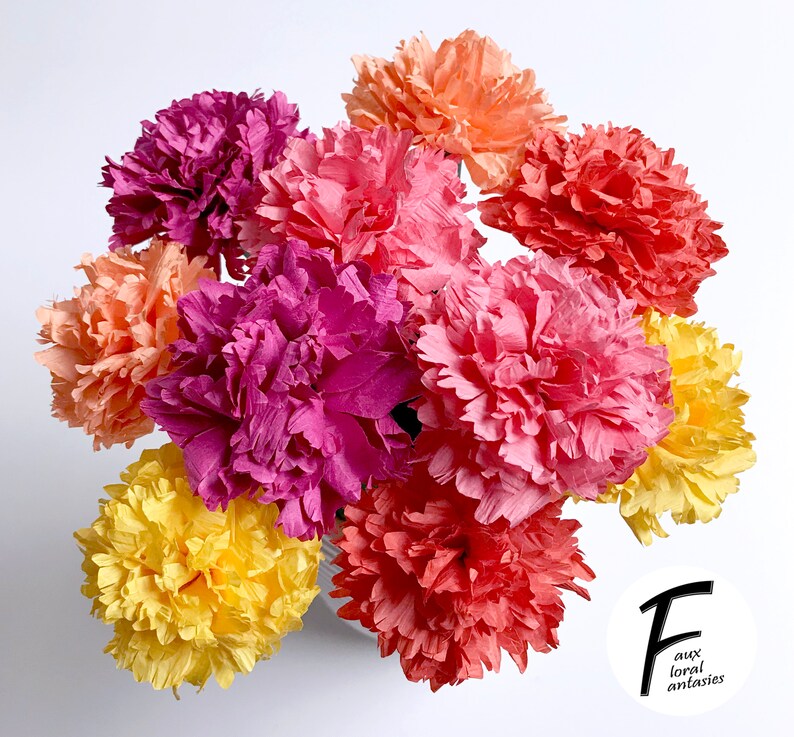 DIY Paper Flower Kit: Carnation Bouquet（5 Colors）| Set of 10 Flowers | Gift For Loved One | Home Decor | Kid Friendly Craft Kit image 6