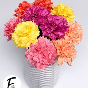 DIY Paper Flower Kit: Carnation Bouquet（5 Colors）| Set of 10 Flowers | Gift For Loved One | Home Decor | Kid Friendly Craft Kit image 2