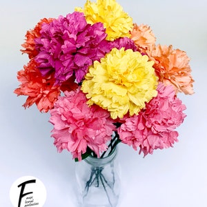 DIY Paper Flower Kit: Carnation Bouquet（5 Colors）| Set of 10 Flowers | Gift For Loved One | Home Decor | Kid Friendly Craft Kit image 3