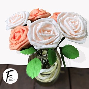 DIY Paper Flower Kit: 3 Rose Bouquet Set of 6 Flowers Gift For Loved One Home Decor Kid Friendly Craft Kit image 3