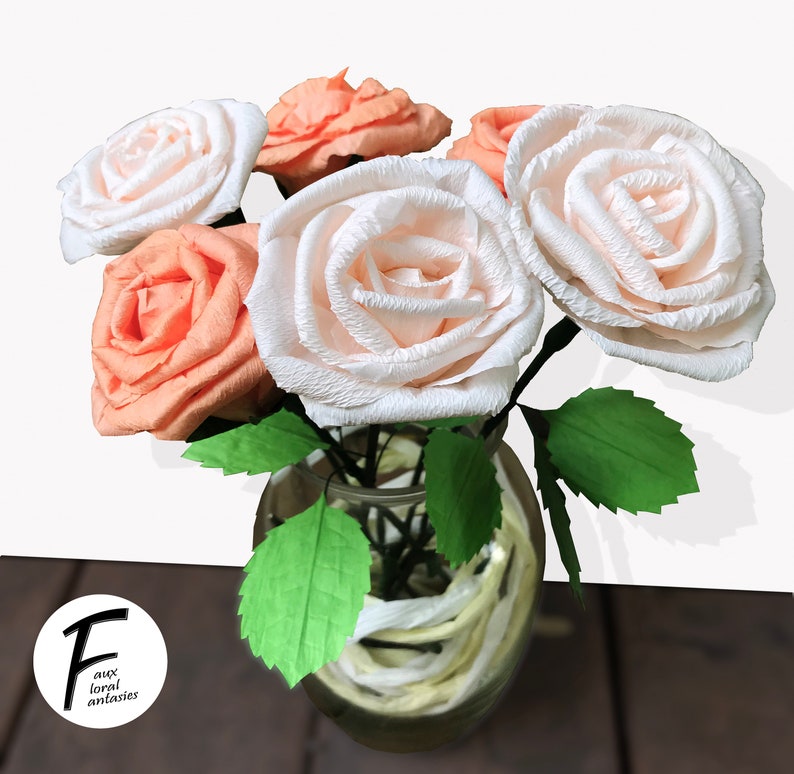 DIY Paper Flower Kit: 3 Rose Bouquet Set of 6 Flowers Gift For Loved One Home Decor Kid Friendly Craft Kit image 3