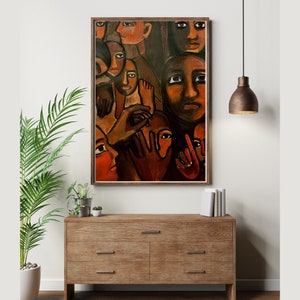 Women Painting on Canvas, Indian Folk Artwork, Indian Desi Wall Art, Modern Boho Maximalist Colorful Indian Artwork, South Asian Wall Decor