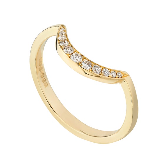 Crescent Moon Wedding Ring Diamond Set Half Moon Ring | Etsy