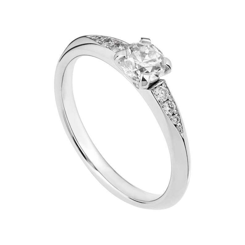 White Diamond Solitaire Engagement Ring, White Diamond Ring, Mod
