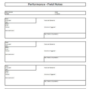 Music Performance Field Notes