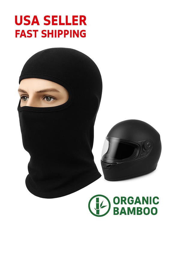 100% Bamboo Motorcycle Helmet Balaclava – Breathable, Organic