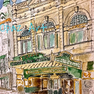 State Theatre  Center For The Arts Easton PA  Watercolor and Ink Giclee Print