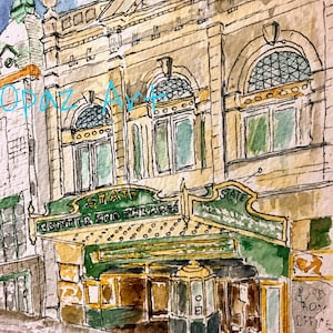 State Theatre  Center For The Arts Easton PA  Watercolor and Ink Giclee Print