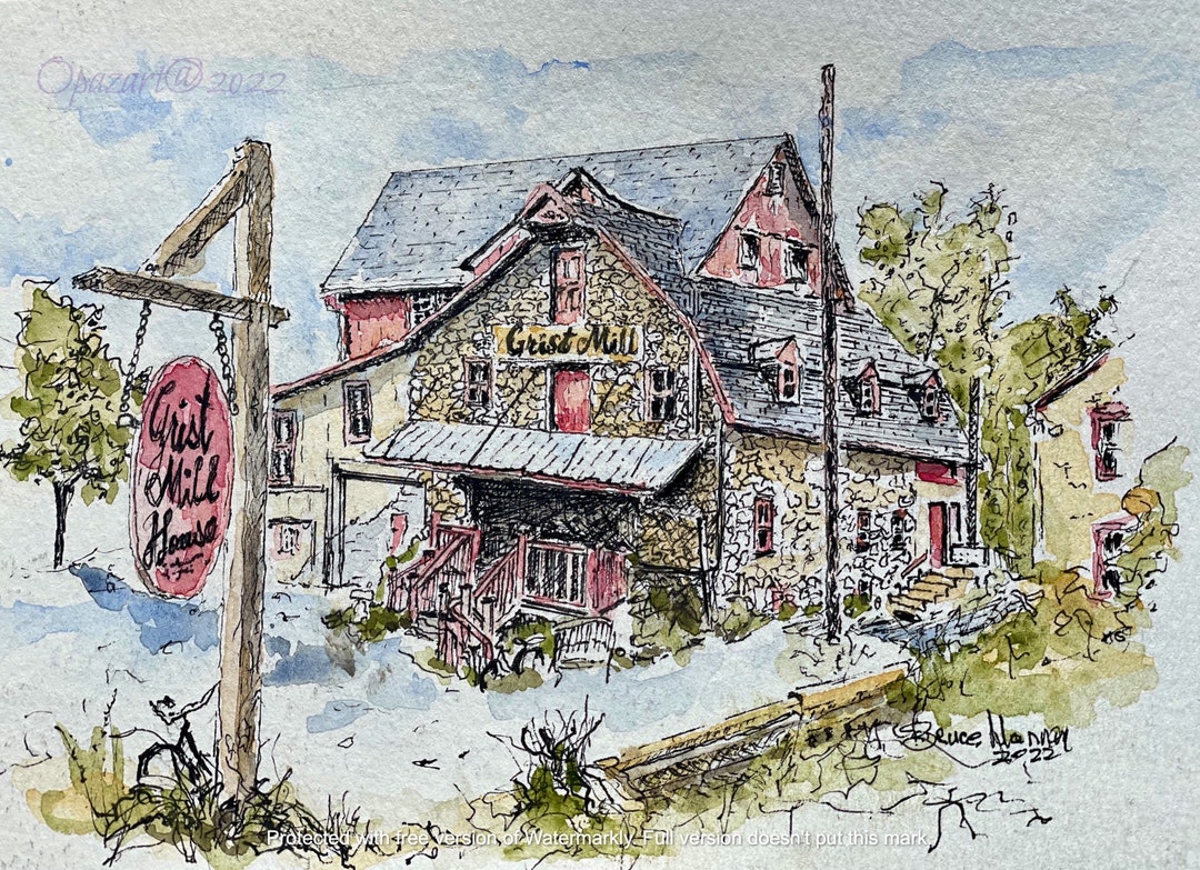 Grist Mill House Tatamy, Pennsylvania giclee Print Etsy