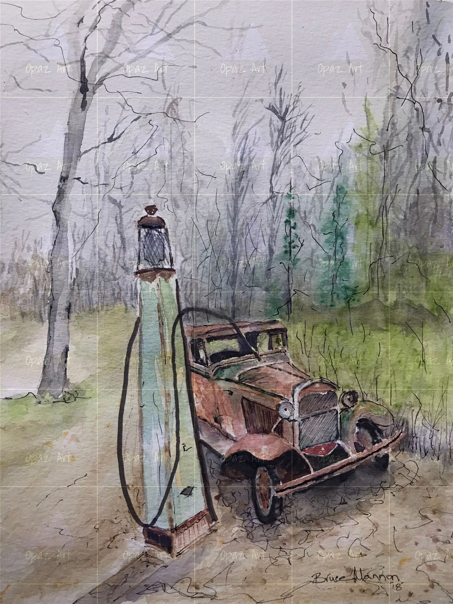 Antique Abandoned Car Fine Art Print Antique Gas Pump Rusty - Etsy