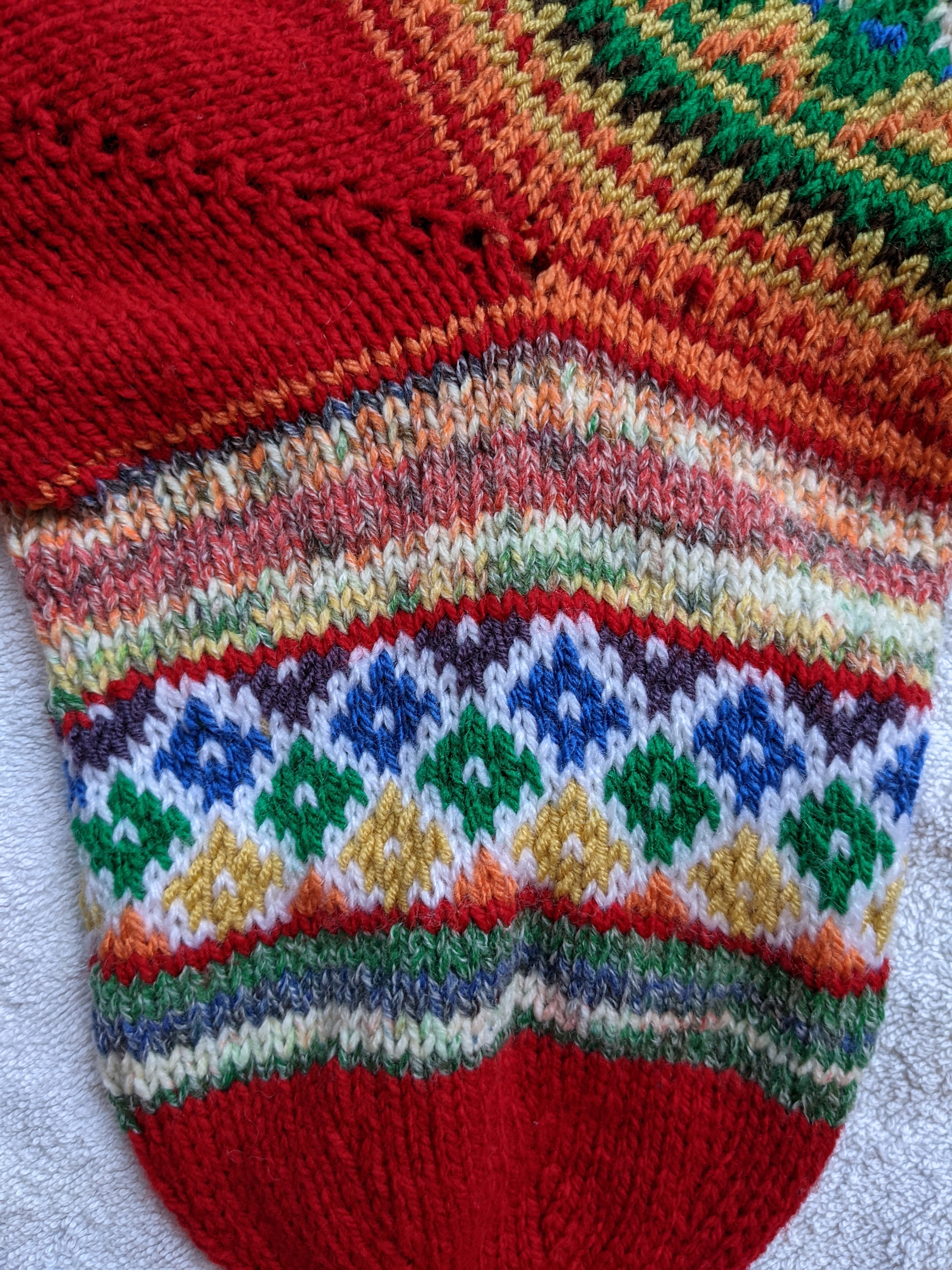PDF Knitting Pattern Snowflake Christmas Stocking, Rainbow Fair Isle ...