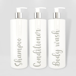 Mrs Hinch Inspired White Bathroom Bottle - Reusable Personalised Dispensers, Shampoo, Conditioner, Body Wash