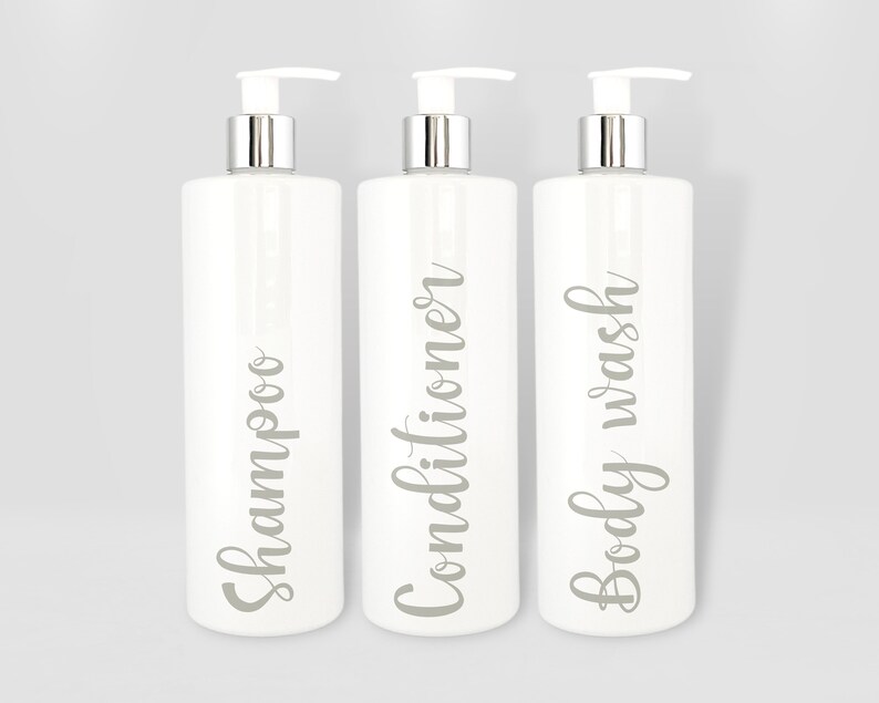 Mrs Hinch Inspired White Bathroom Bottle - Reusable Personalised Dispensers, Shampoo, Conditioner, Body Wash
