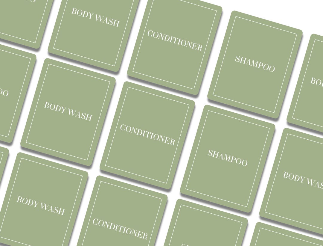 Sage Label Luxury Sage Green Waterproof Bathroom Labels Pump Bottle Labels ...