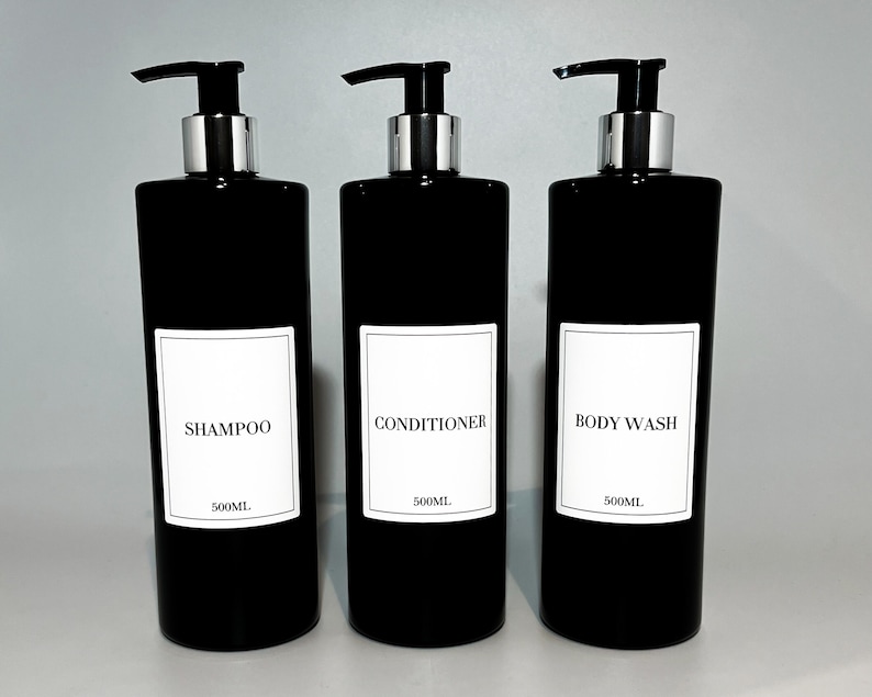 Set Di 3 Flaconi Da Bagno Con Pompa Riutilizzabile E Scritta - Foto 3