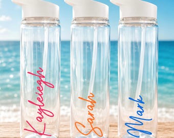 Personalised Drinks Water Bottle - Reusable Clear Bottle, Hen Party, Wedding Gift, Gym Bottles, Teachers Gift - Any Name