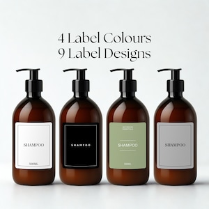 Dark Amber Brown Bathroom Bottle - Reusable Personalised Dispensers, Shampoo, Conditioner, Body Wash Minimalistic