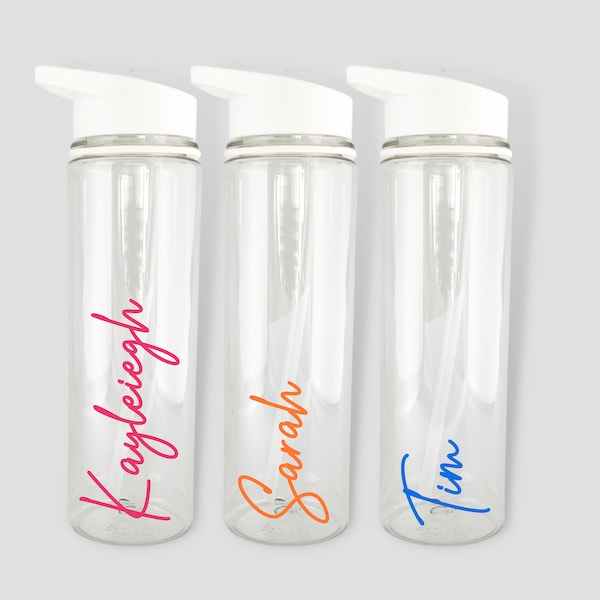 Personalised Drinks Water Bottle - Reusable Clear Bottle, Hen Party, Wedding Gift, Gym Bottles, Teachers Gift - Any Name