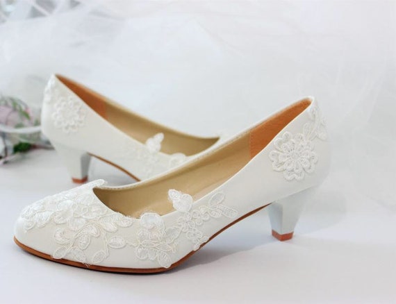 Zapatos de novia de de tacón bajo de boda Etsy España