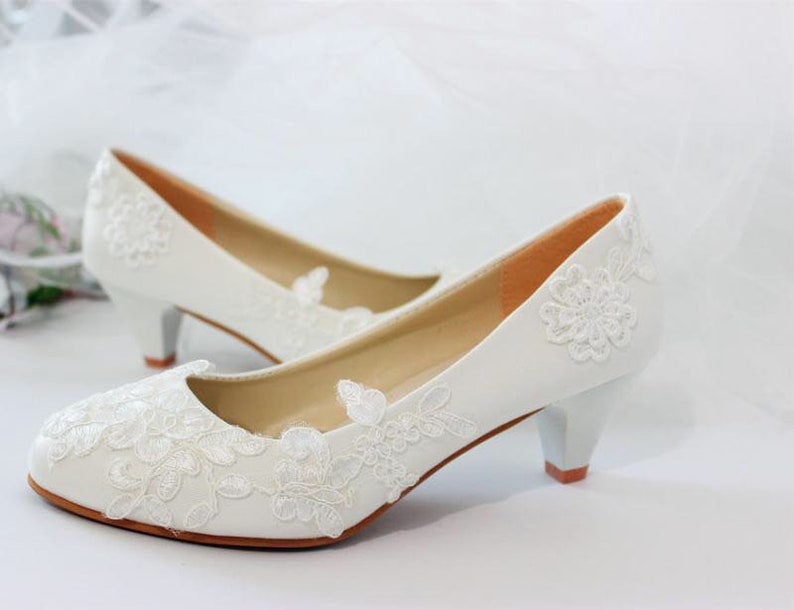 Wedding Shoes Bridal Shoes Low Heel Wedding Lace Pearl Shoes - Etsy