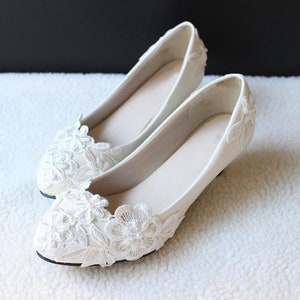 Wedding shoes bridal shoes flat wedding lace pearl shoes