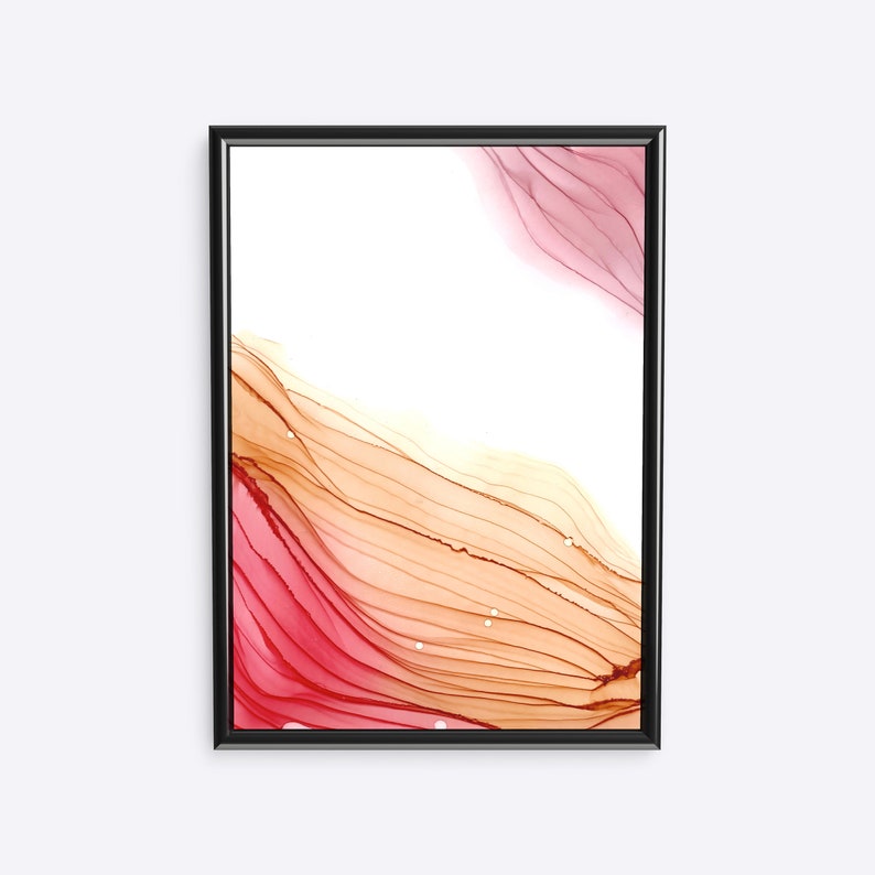 Pink Beige Corners Abstract Painting Home Decor Printable Wall Art Alcohol Ink Art Print Abstract Art Print