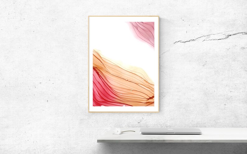 Pink Beige Corners Abstract Painting Home Decor Printable Wall Art Alcohol Ink Art Print Abstract Art Print