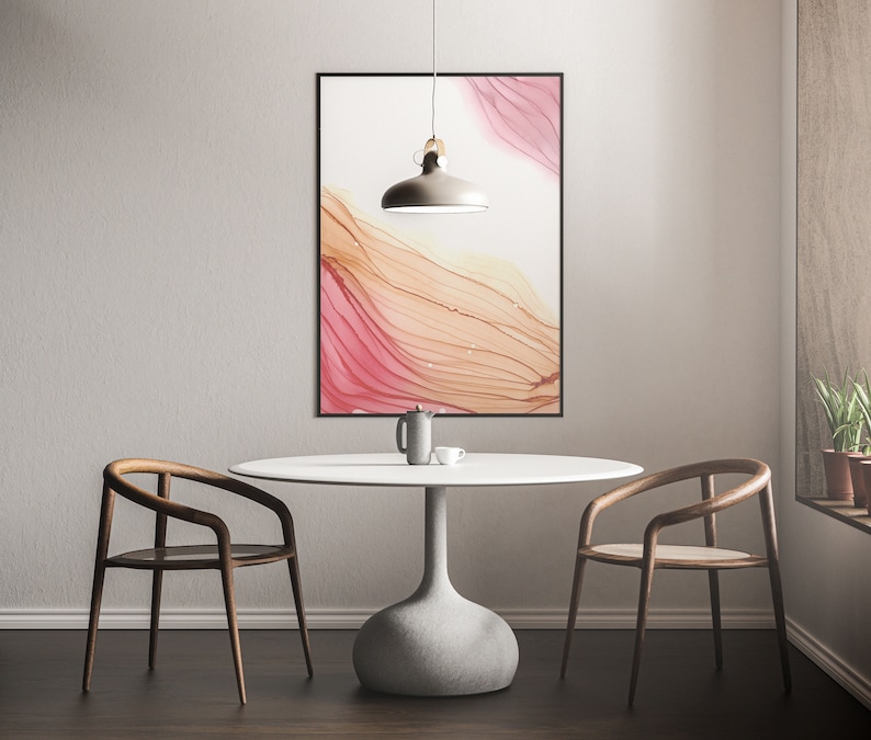 Pink Beige Corners Abstract Painting Home Decor Printable Wall Art Alcohol Ink Art Print Abstract Art Print