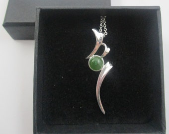 Jade Nephrite 925 Sterling Silver Pendant - Rich Green Gemstone - 21 30 40 50 60 Birthday - 10 20 30 Anniversary - Special Gift for Her