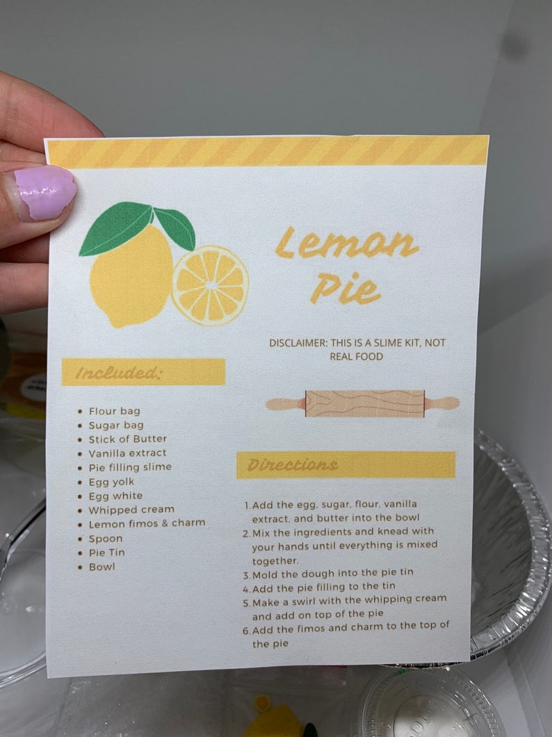Fruit Pie Kits Slime Kit Slime Baking Kit Etsy