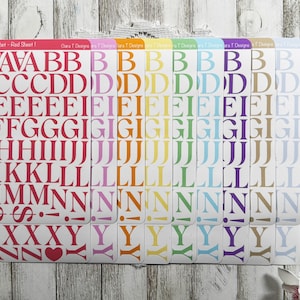 Grande feuille d'autocollants alphabet classique avec empattement arc-en-ciel, autocollants bujo pour agenda mensuel, cadeau pour agenda, pour elle, pour correspondant
