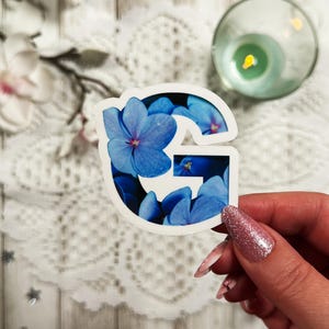 Sticker alphabet monogrammé floral brillant épais | Choisissez votre lettre préférée
