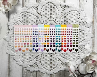 Tiny Ombre Heart Sticker Sheet, Journal Month planner bujo stickers, Gift for planner, for her, for penpal
