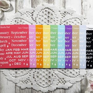 Mini regenboog maanden van het jaar stickervel, dagboek maandplanner bujo stickers, cadeau voor planner, voor haar, voor penvriend