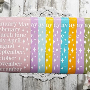 Maanden van het jaar stickervel, dagboek maandplanner bujo stickers, cadeau voor planner, voor haar, voor penvriend