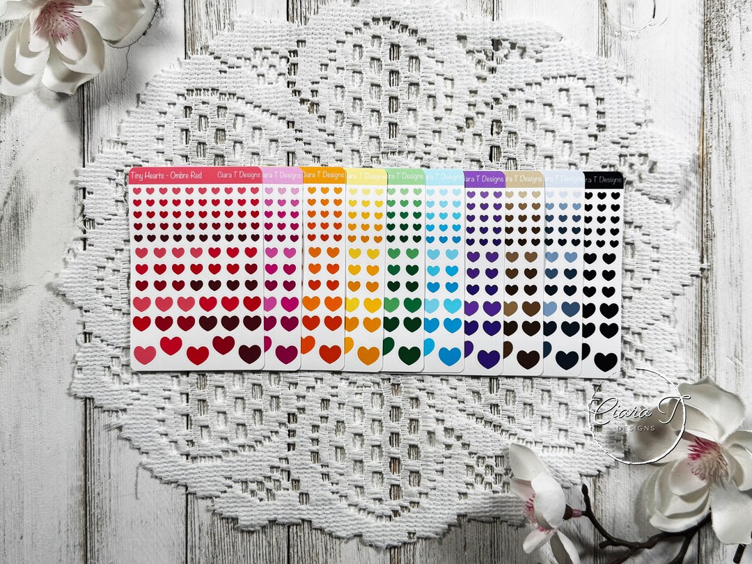 Rainbow Heart Sticker Sheet: Tiny Ombre Planner Stickers - Etsy