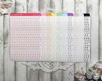 Small Rainbow Classic Serif Alphabet Sticker Sheet, Journal Month planner bujo stickers, Gift for planner, for her, for penpal