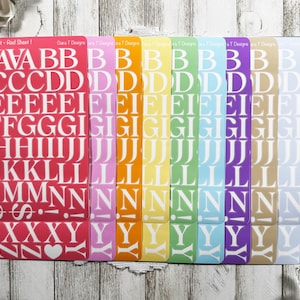 Grande feuille d'autocollants alphabet classique avec empattement arc-en-ciel, autocollants bujo pour agenda mensuel, cadeau pour agenda, pour elle, pour correspondant