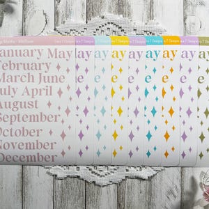 Maanden van het jaar stickervel, dagboek maandplanner bujo stickers, cadeau voor planner, voor haar, voor penvriend