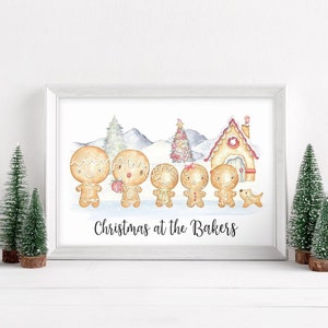 Impresión familiar de pan de jengibre / Navidad con / Decoraciones navideñas / Impresión navideña familiar / Impresión navideña / Decoración navideña / Imprimible