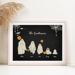 Ghost Family Portrait - Halloween Printable Print - Halloween Family Portrait - Personalized Family Wall Art - Halloween Ghost Family