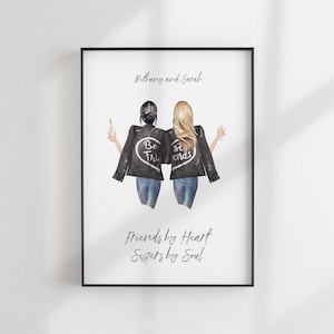 Besties Print - Best Friends Gift - Custom BFF - Friends Illustration - Personalized Portrait - Printable - Besties Gift