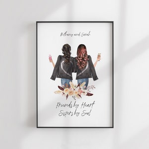 Besties Print - Best Friends Gift - Custom BFF - Friends Illustration - Personalized Portrait - Printable - Besties Gift