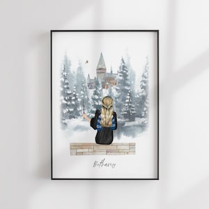 Wizard School Print - Best Friends Gift - Custom BFF - Friends Illustration - Personalized Portrait - Personalized Gift - Teacher Gift