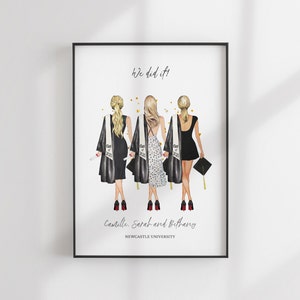 Personalised Graduation Gift - Graduation Print - Custom BFF Gift - University Graduation Print - Personalized Portrait - Personalized Gift