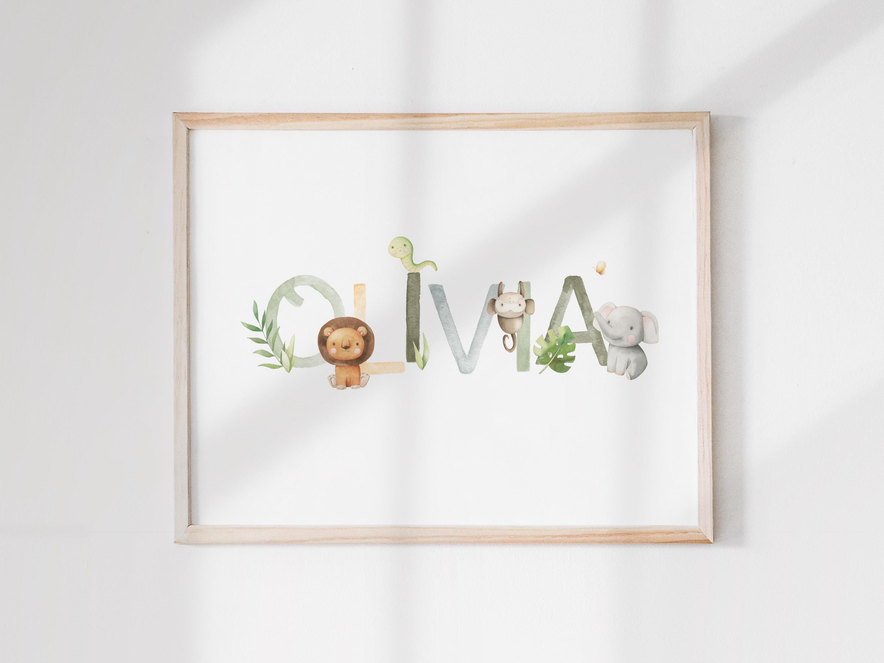 Custom Nursery Name Print | Safari Nursery Print | Baby Name Print ...