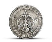 New Hobo Nickel Morgan Dollar Witch Witches Devil Lucifer Satan Skull Skeleton Carved American Casted Coin