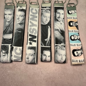 Chaveiro de pulso com cordão de cordão de boy band dos anos 90 da Nsync